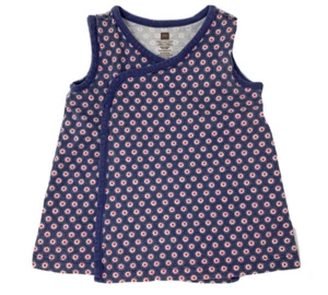 Tea Collection Baby Girls 12-18 Months Blue Floral Polka Dot Kimono Wrap Dress - Picture 1 of 9