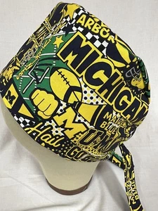 Men/Women Surgical Scrub Cap Lined Michigan Blue/Yellow - Picture 1 of 3
