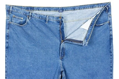 Mens BIG TALL Denim Jeans Full Blue Carpenter Work Pants Relaxed Fit Heavyweight - Image 1 of 4