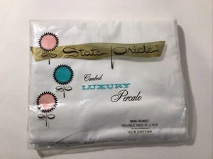 Hoja plana 100 % algodón percal blanca tamaño completo State Pride nueva en paquete - Imagen 1 de 2