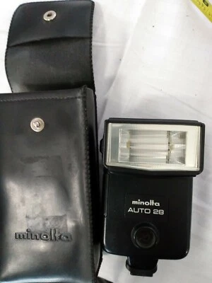 Minolta Auto 28 swivel Flash with case. Sparky - Image 1 of 2