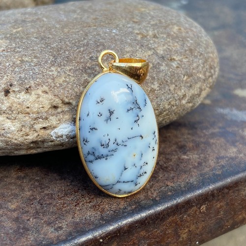 VETEMENTS Ciondolo quadro diaspro placcato oro donna pietra nascita argento sterling 925 pendente