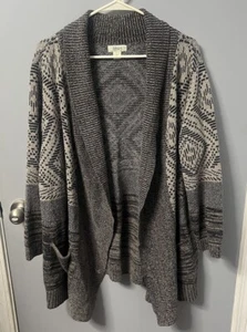 Style & Co Gray Plaid Cardigan Sweater. Size XL. Cotton Blend. EUC. - Picture 1 of 5