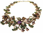Statementkette Halskette mit Blumenmotiv und buntem Strass Gold 50cm