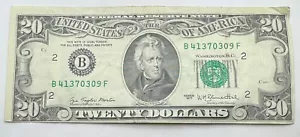 1977 Vintage $20 Federal Reserve Note- PRINTED OFF CENTER -B- Twenty Dollar Bill - Picture 1 of 2