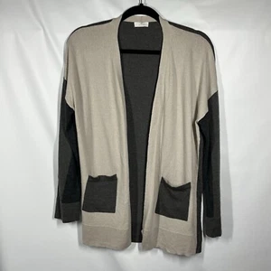 BASLER Wool Silk Blend Open Cardigan Womens 44 US14 Taupe Gray Soft Cozy Luxury - Picture 1 of 9