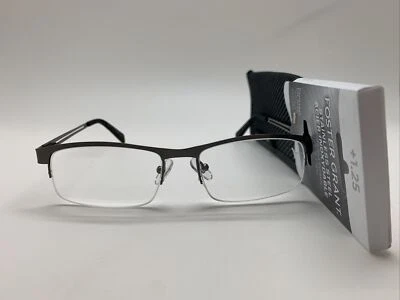 FG156 Foster Grant Lamar + 1.25 STAINLESS STEEL Reading Glasses READERS - Image 1 of 4