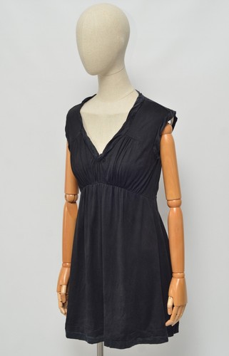 Abito donna Miu Miu Luxury nero seta senza maniche taglia M Made in Italy