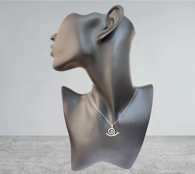 collana ciondolo argento rodiato 925 anallergico zirconi forma di chiocciola  - Immagine 1 di 4