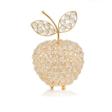 Gold Crystal Apple Figurine Tabletop Collectible Centerpiece Home Décor 8 Inch