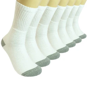 3-12 Pairs Mens Sports White 2 Tones Athletic Cotton Crew Socks Size 9-11 10-13 - Picture 1 of 6