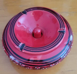 Vintage Moroccan Style Ashtray with Lid – Near Mint Ceramic Red Black - Picture 1 of 8
