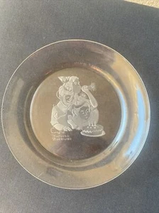 Hamilton Norman Rockwell Etched Glass Plate 8” France  New - Picture 1 of 7