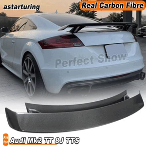 For Audi Mk2 TT 8J TTS 2008-2014 REAL CARBON Rear Trunk Spoiler Double-Deck Wing - Picture 1 of 13