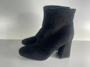 Boohoo Damas Zapatos Talla 3/36 Negro Gamuza Lateral Cremallera Tacón Botines -B54 - Imagen 1 de 6