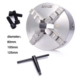 4 ganasce mandrino a quattro ganasce tornio mandrino per torni 80/100/125 mm - Foto 1 di 20