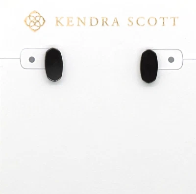 Kendra Scott Barrett Black Gunmetal Plated Brass Oval Stud Earrings - Image 1 of 3