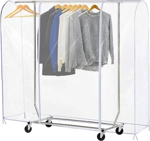 Clear Garment Rack Cover Dustproof Clothes Rack Cover with 2 Durable Zipper/Clot - Picture 1 of 12
