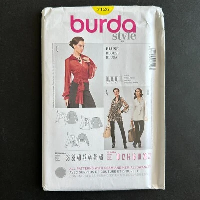 Burda Sewing Pattern 7126 Size 10-22 Blouse Tunic Top 90s Y2K - Image 1 of 4