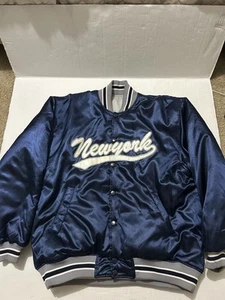 New York Yankees Vintage 90s Button Puffer Reverisble Jacket Size XL Russia - Picture 1 of 14