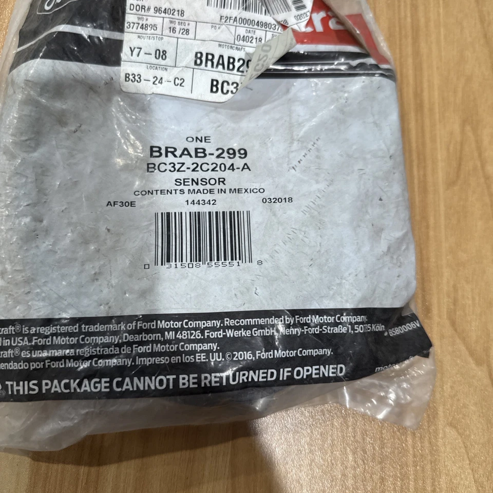 BRAB-299 Motorcraft ABS Speed Sensor Front New for F250 Truck F350 F450 F550 - Image 1 of 4