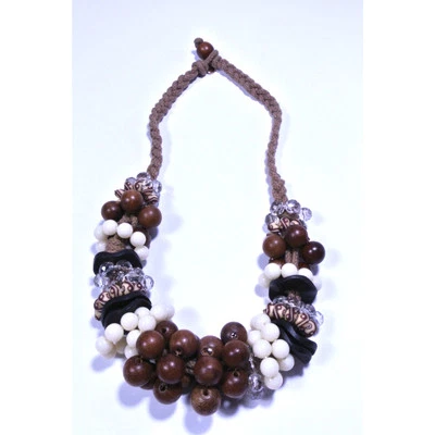 Collar Mixto Piedra Ondulada Bola Resina Lucita Madera Hombre MILLY NUEVO SIN ETIQUETAS 278 Foto 1 de 4