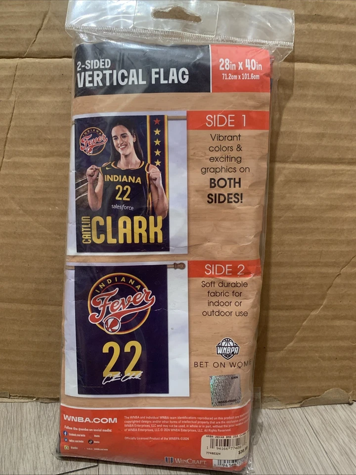 Caitlin Clark #22 Indiana Fever 2 Sided Vertical Flag WNBA 28 x 40 inches - Image 1 of 2