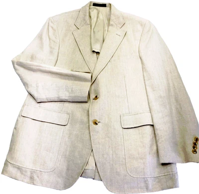 Lord & Taylor Kensington Sport Coat Linen Silk? Cream Blazer 41 42 43 Men Preppy - Image 1 of 4