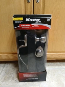 New Master Lock Handleset W/Ball Knob Interior & Deadbolt HDLBA0615 Satin Nickel - Picture 1 of 13