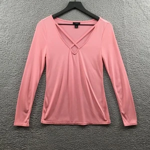 Halogen Long Sleeve V-Neck Top Coral S - Picture 1 of 3