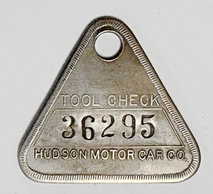 Vintage Hudson Motor Car Co Werkzeug-Check-Tag; nicht mehr vorhanden Detroit Automobilhersteller - Bild 1 von 2