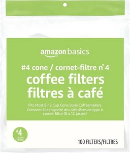 Nummer 4 Kegel Kaffeefilter für 8-12 Tassen Kaffeemaschinen, weiß, 100 Stück - Bild 1 von 7