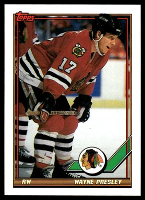 1991-92 Topps #385 Wayne Presley Chicago Blackhawks Hockey Card - Image 1 of 2