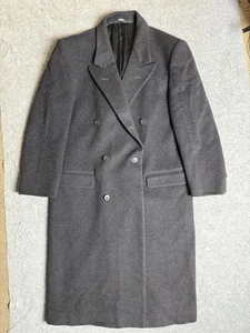 I. Magnin Overcoat Mens 48 Charcoal Double Breasted Wool Cashmere Made Italy - Picture 1 of 19