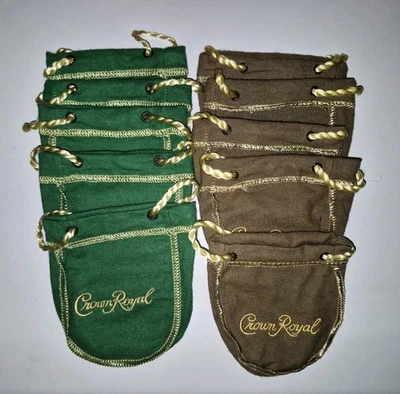 Lot of 10 Crown Royal 50ml Mini Bags : 5 Green And 5 Vanilla  - Image 1 of 2