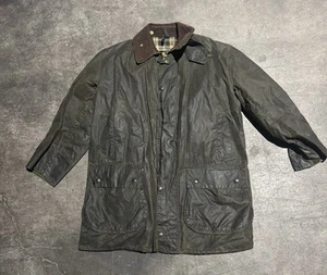Vintage Barbour Border Jacket Wax Olive Green A200 England Hunting Mens C42 - Picture 1 of 8