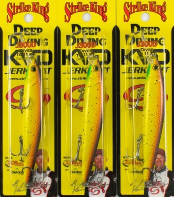 (LOTE DE 3) STRIKE KING DEEP JERKBAIT 300 HCKVDJ300D-467 BULLY H7272 Foto 1 de 2