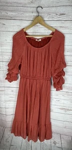 Indigo Rose Women's Midi Dress Boho Smocked Waist Ballon Sleeve Sz 3X Boho Chic - Picture 1 of 8