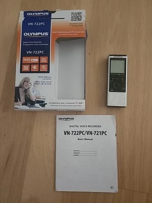 Olympus VN-722PC Digital Voice Recorder Dictation Machine Silver/Black - Image 1 of 4