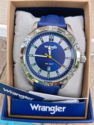 Wrangler Men's Analog Watch,, 46mm Silver Case with Blue Sun-Ray Dial NEW - Image 1 of 4