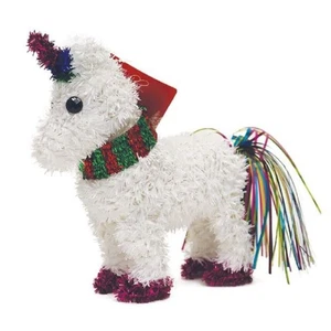 Figura de mesa de unicornio de Navidad de oropel de 6,75 pulgadas de alto - Imagen 1 de 2