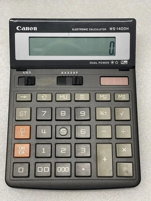 Canon Dual Power Calculator with Adjustable 14-Digit LCD.  Model #WS-1400H - Image 1 of 3