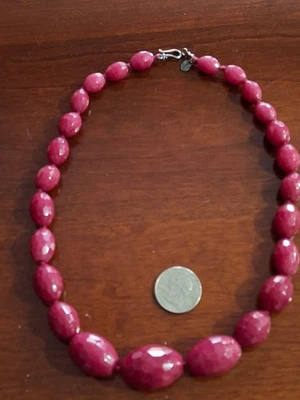CHAN LUU Sterling Silver Chunky Faceted Necklace Ruby Stone 19" - Image 1 of 4
