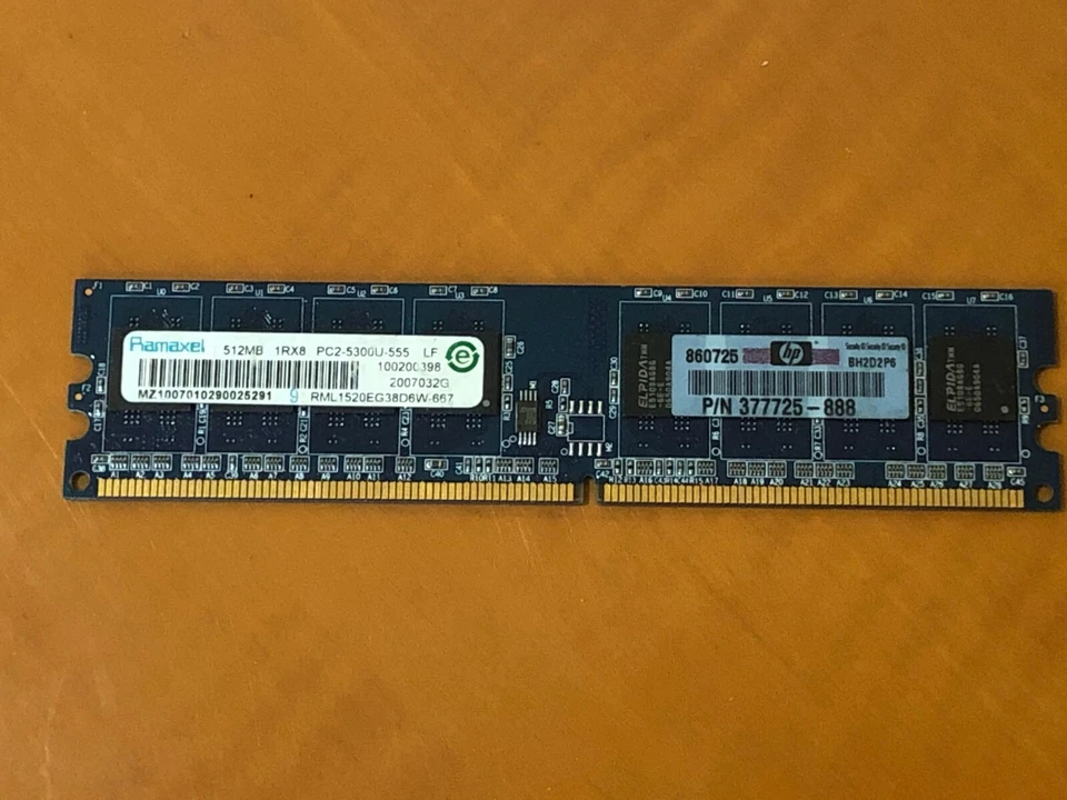 Ramaxel RML1520EG38D6W-667 512MB 1RX8 PC2-5300U-555 377725-888 Memory RAM - Image 1 of 4