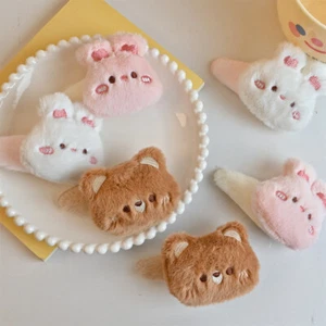 Women Animal Plush Hair Clip Large Size BB Barrettes Cartoon Rabbit Bear Hairpin - Picture 1 of 19