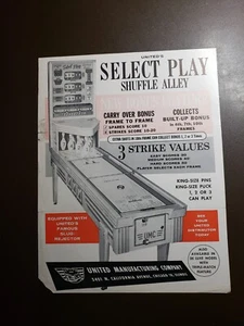 United SELECT PLAY Shuffle Alley Arcade Flyer - Imagen 1 de 2