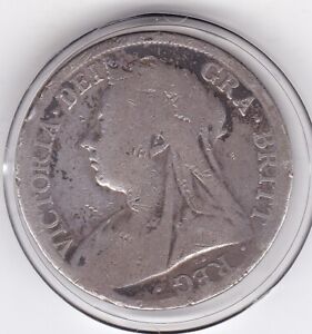 1894  Sterling   Silver  Queen  Victoria  Half  Crown  Coin