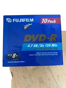 Fujifilm 10 Pack DVD-R Recordable 4.7GB 120 Min Discs for Data and Video - Picture 1 of 5