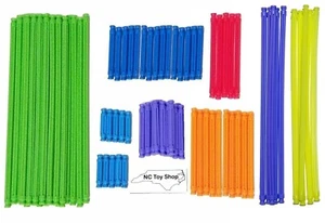 100 K'NEX Flexible Rods Mixed Lot Green Yellow Purple Flexi Standard Parts KNEX - Picture 1 of 2
