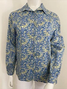 Vintage 16-18 Laurie McCarthy Liberty Fabric Blue Ditsy Floral Collared Shirt - Picture 1 of 12